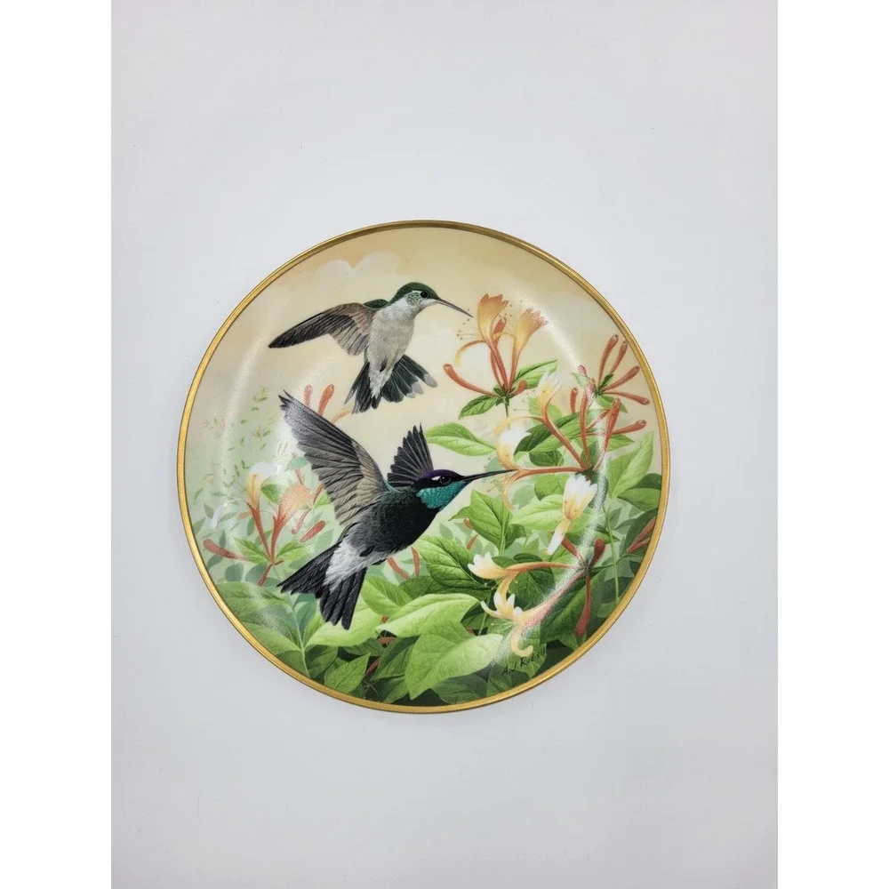 RIVIOLI'S HUMMINGBIRD Drinking Nectar Rudisill Plate National  Audubon Society‎